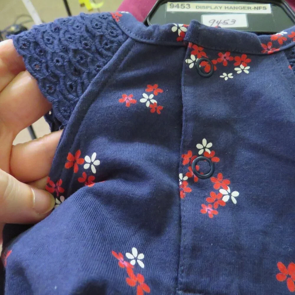 Baby Navy & Red Floral Dress & Panties set 2pc 100% cotton 6mts Carter's